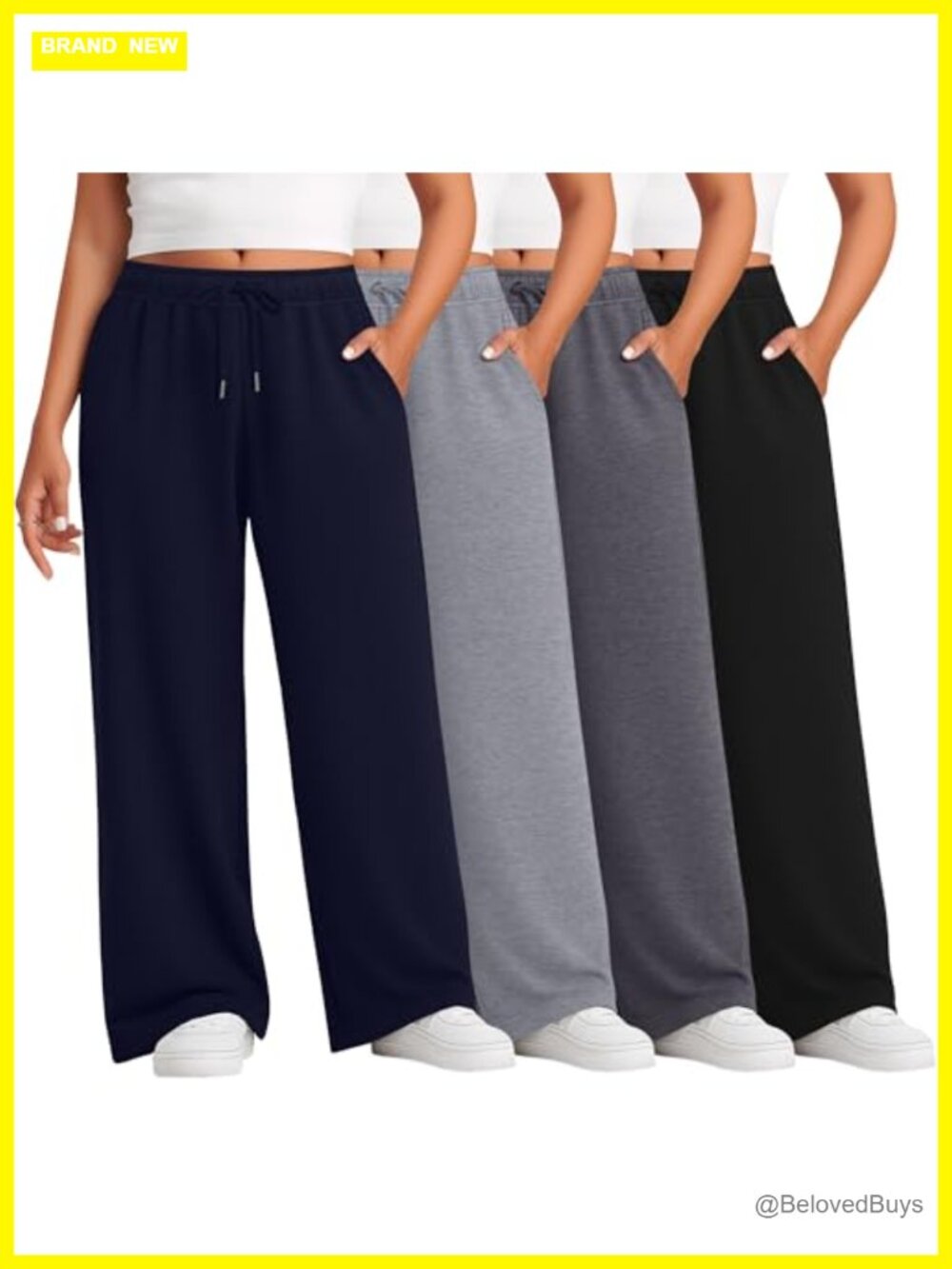 4 Pack Womens Plus Size Wide Leg Sweatpants High Rise Lounge Yoga Pants